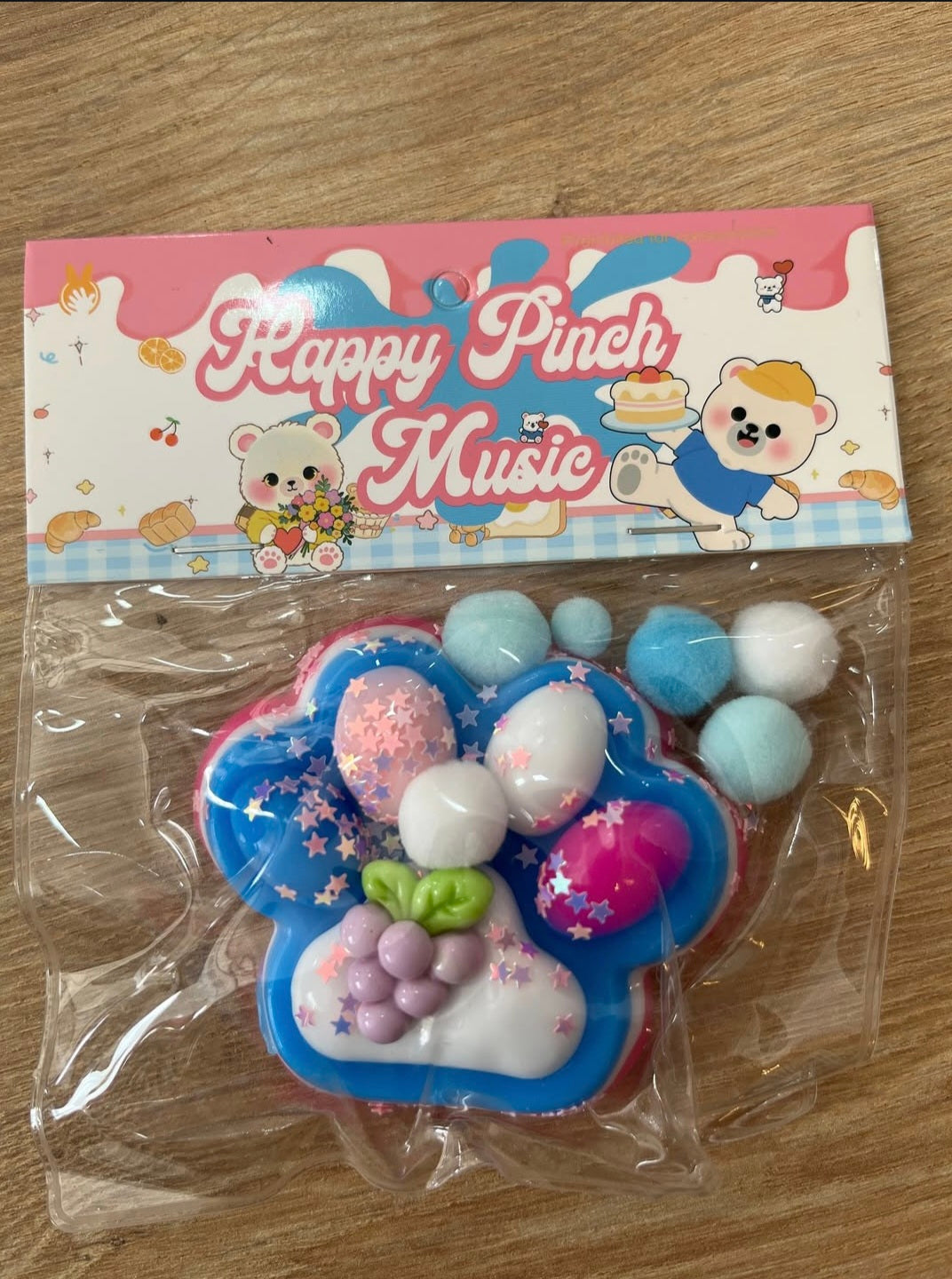 Happy Pinch Music Squishy Squeeze Stres Giderici Pati, Yumuşak Jel Sıkma Oyuncağı, 11CM, Renkli