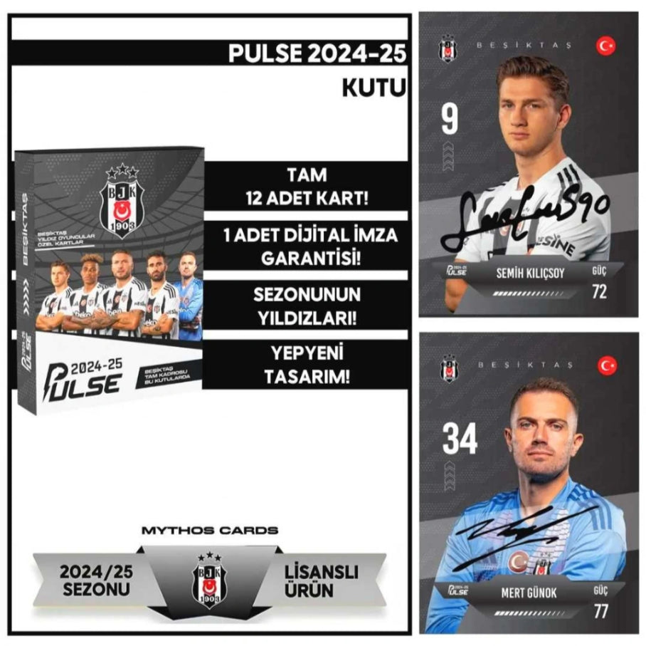 Lisanslı Beşiktaş Pulse Futbolcu Kartları 2024-25 - 12 Kart