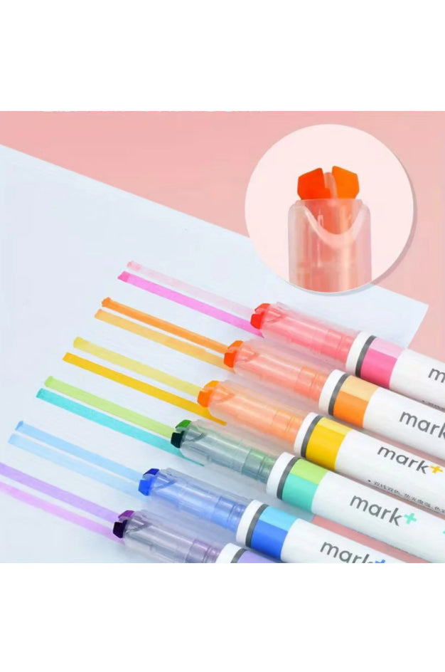 Aynı Anda İki Renk Fosforlu Çift Uç 12 Renk Highlighter Kalem Seti Marker 6'lı