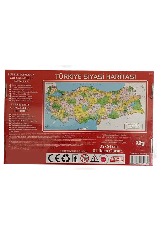 123 Parça Türkiye Siyasi Haritası Kutulu Puzzle