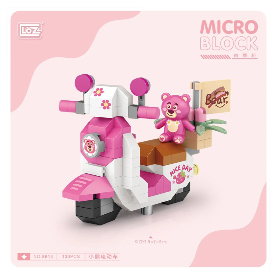 130 Parça Mikro Bloklar Pembe Motorsiklet 10+ Yaş