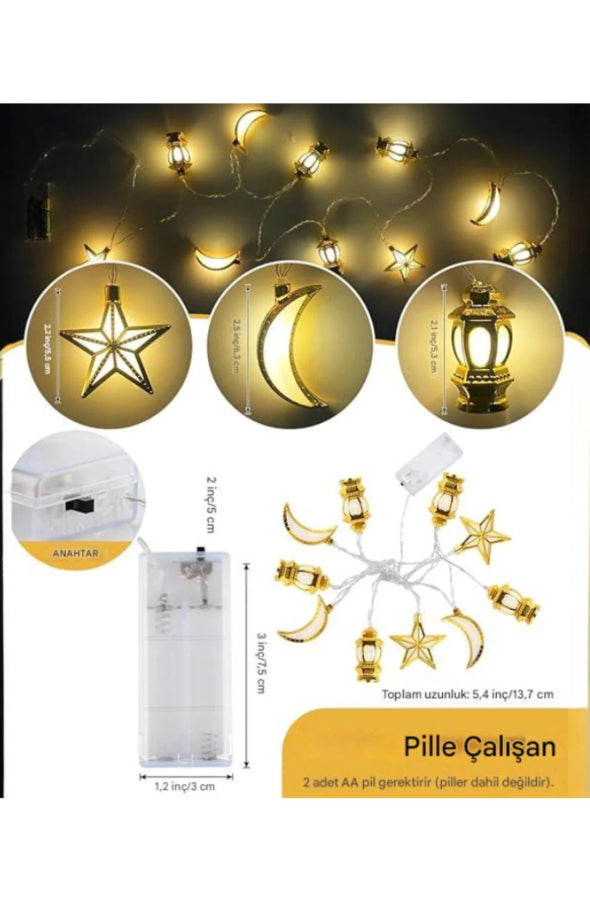 Ramazan Süsü Hilal Yıldız Temalı Süsleme Seti 11 Ayın Sultanı Bayramı Led Işıklı figür