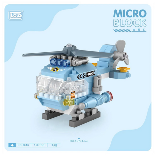 150 Parça Mikro Bloklar Mavi Helikopter 10+ Yaş
