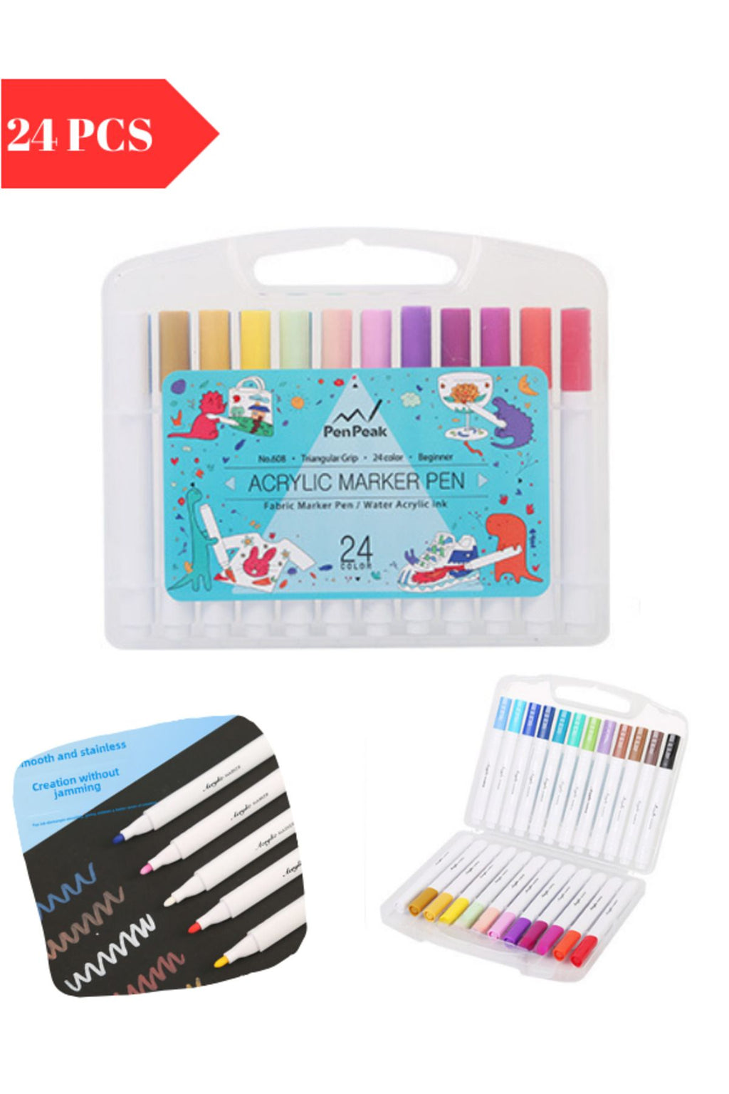 24'LÜ AKRİLİK(ACRYLİC)KALEM MARKER SETİ SERT KİLİTLİ KAPAK ÇANTALI