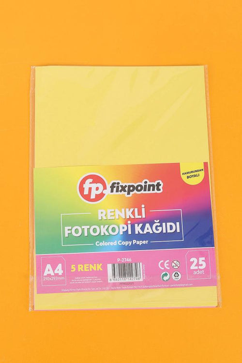 25 Adet Renkli A4 Fotokopi Kağıdı 5 Renk
