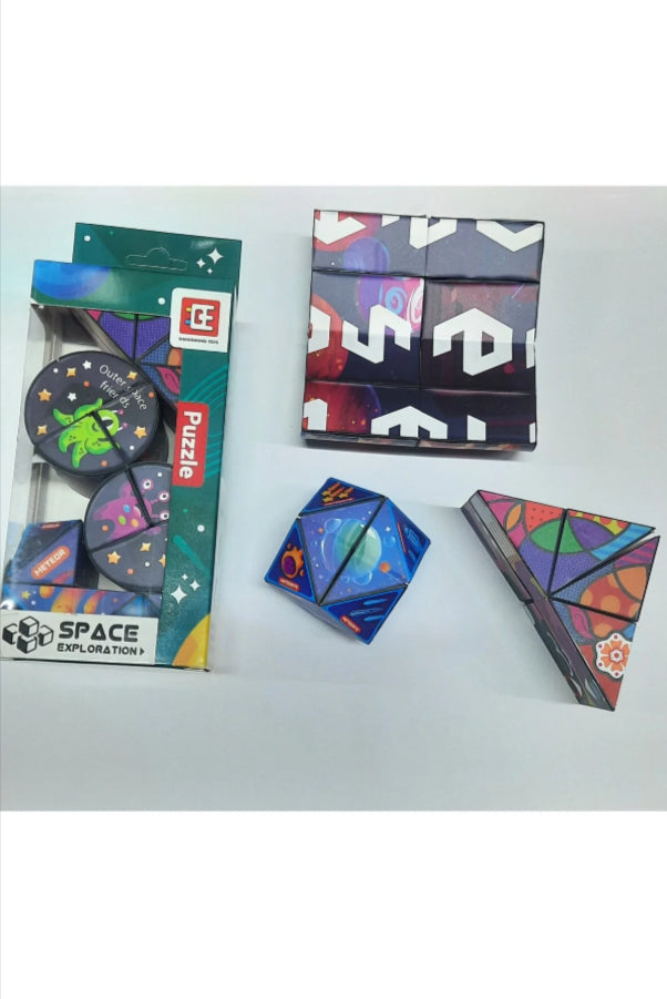 3'lü Gizemli Sihirli Küpler Yapboz Uzay Temalı Magic Cube
