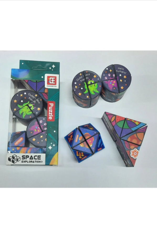 3'lü Gizemli Sihirli Küpler Yapboz Uzay Temalı Magic Cube