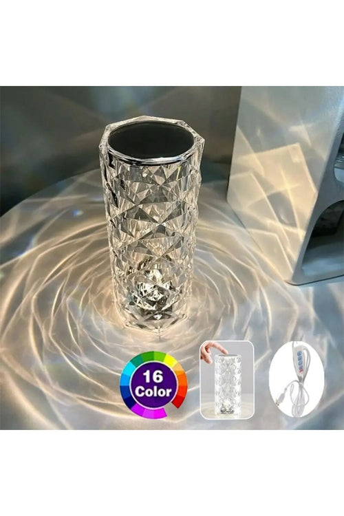 3D Elmas Kristal Şarjlı Dokunmatik Kumandalı Led Masa Lambası