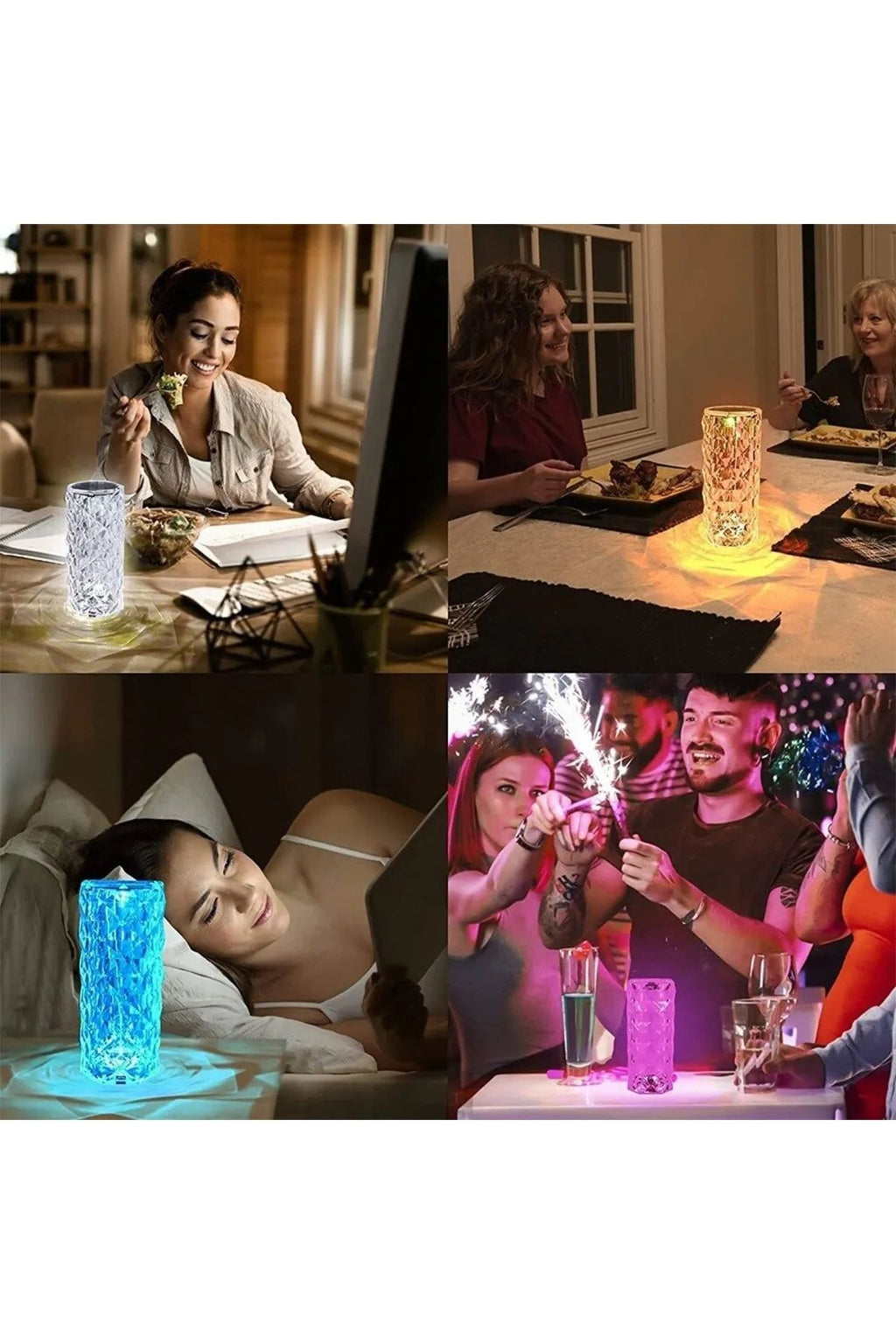 3D Elmas Kristal Şarjlı Dokunmatik Kumandalı Led Masa Lambası