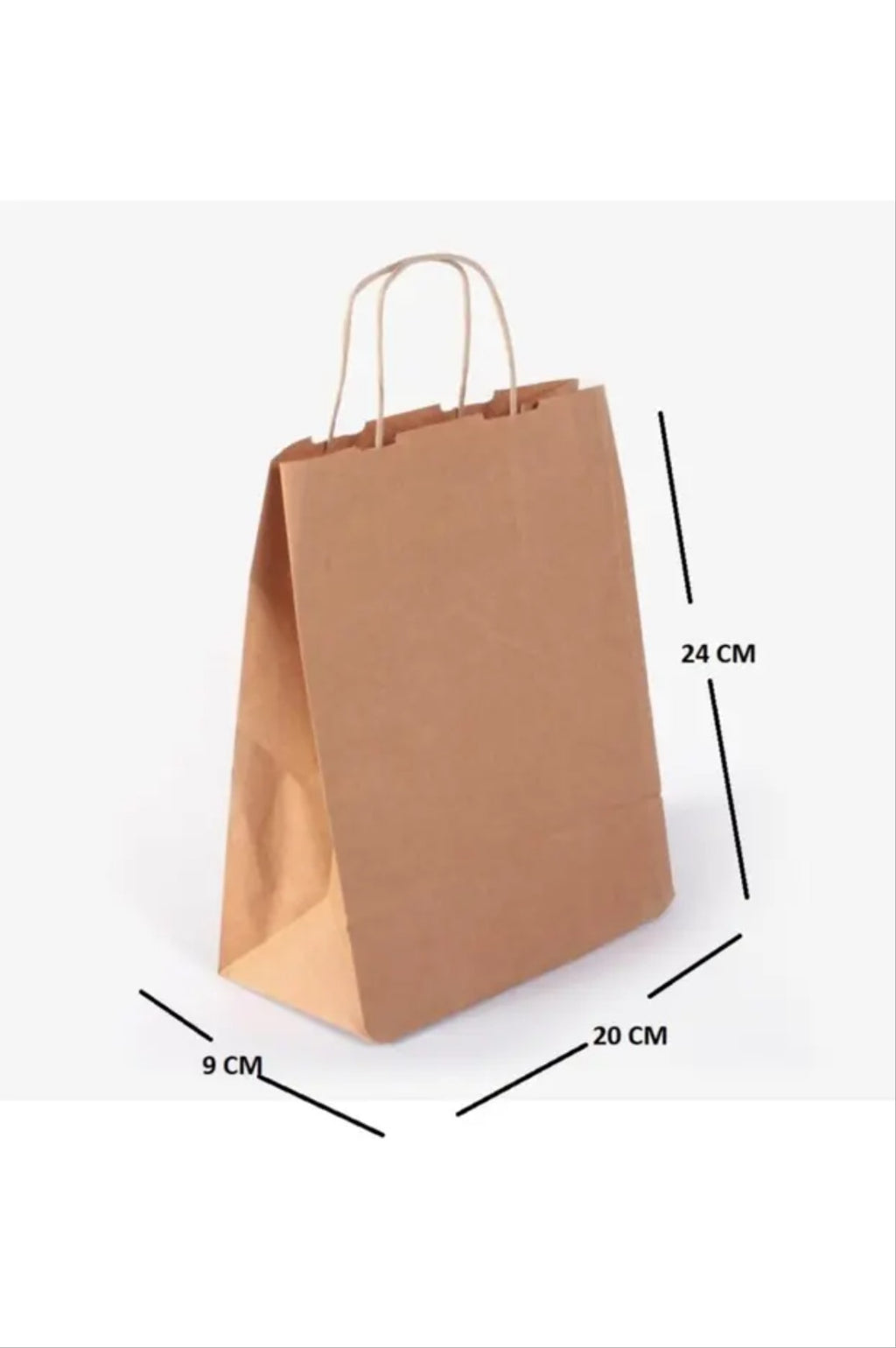8 ADET Saplı Kraft Çanta 24 X 8 X 19 Cm Kağıt Poşet Çanta, Hediyelik Poşet