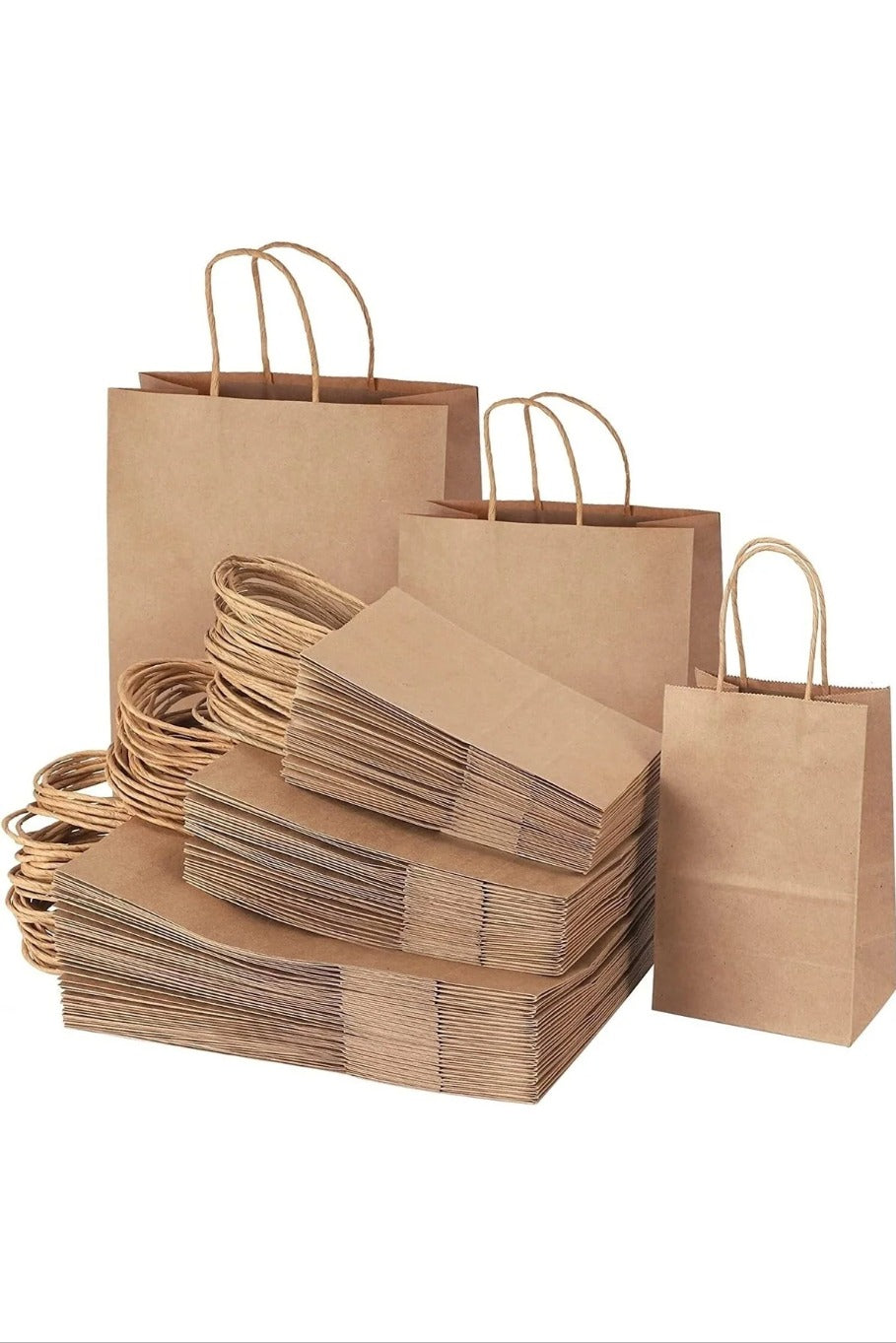 8 ADET Saplı Kraft Çanta 24 X 8 X 19 Cm Kağıt Poşet Çanta, Hediyelik Poşet