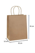 4 ADET Saplı Kraft Çanta 32 X 12 X 41 Cm Kağıt Poşet Çanta, Hediyelik Poşet