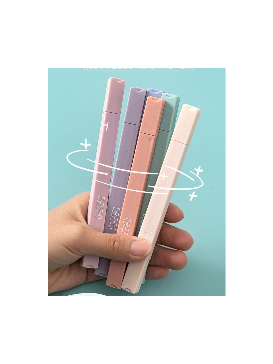 Supersoft 6'lı Pastel Fosforlu Kalem Seti – Çift Uçlu & Yumuşak Yazım
