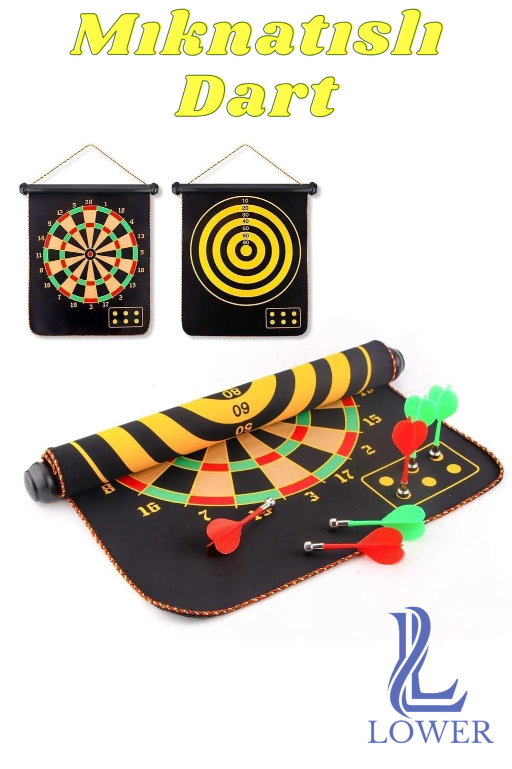 6 Oklu Dart Seti Çift Taraflı  Manyetik Mıknatıslı Oyun Asmalı Dart Ok Dart Oyunu