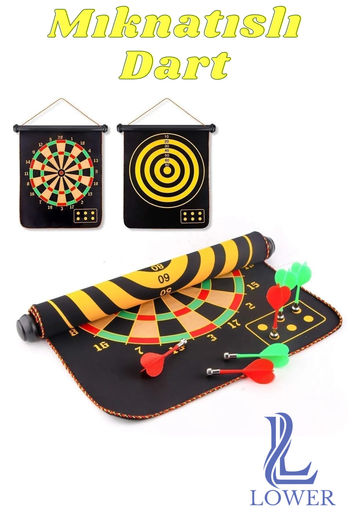 6 Oklu Dart Seti Çift Taraflı  Manyetik Mıknatıslı Oyun Asmalı Dart Ok Dart Oyunu