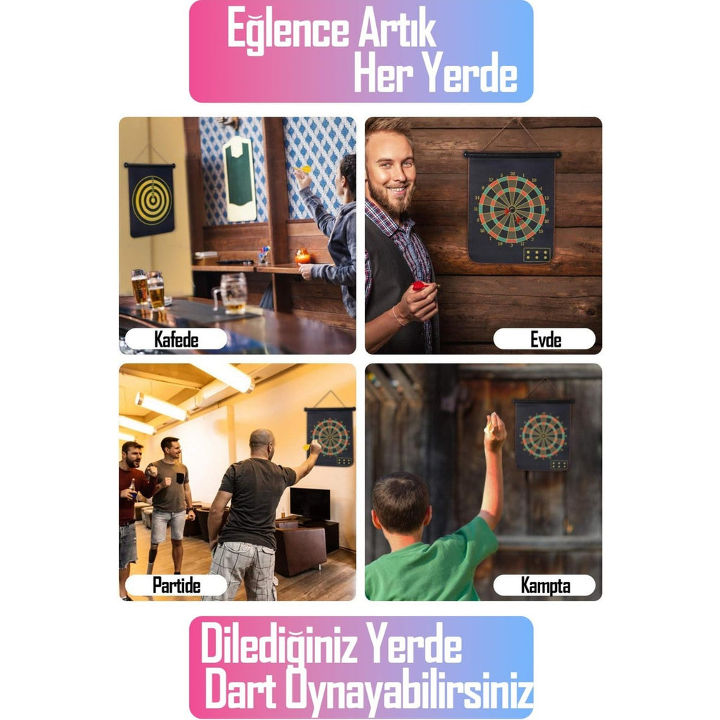 6 Oklu Mıknatıslı Dart Seti Çift Yönlü Manyetik Duvara Zarar Vermeyen Dart Oyunu