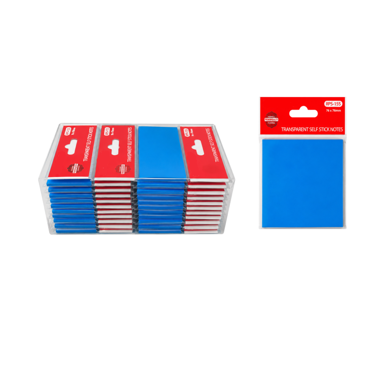 (4 ADET) Şeffaf Mavi Yapışkanlı Not Kağıdı | 76x76mm | 50 Yaprak | Post-it , Postit, Post it