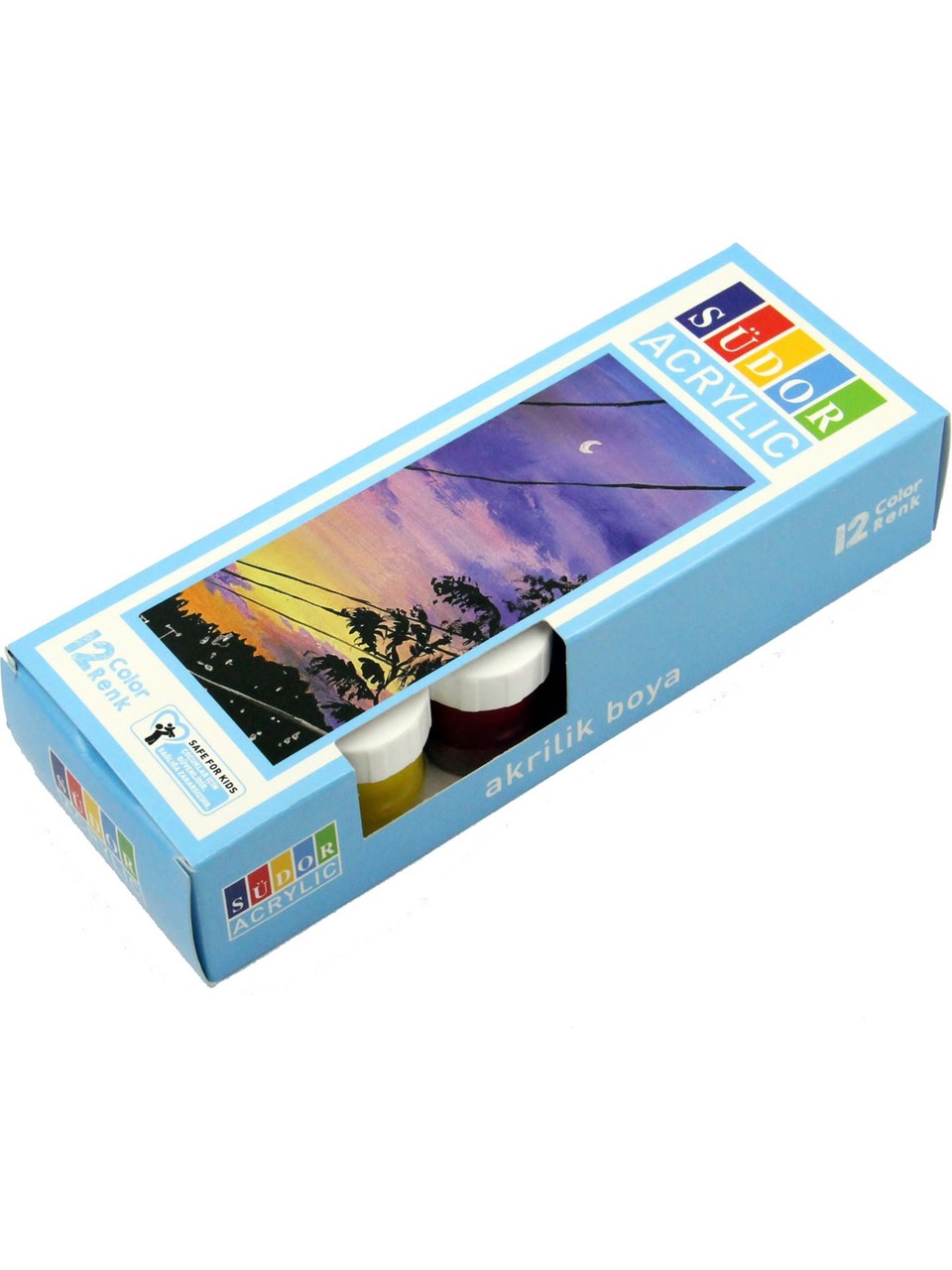 Akrilik Boya Seti 12 Renk 20 ml Çocuklar İçin Güvenli Sanat Malzemesi