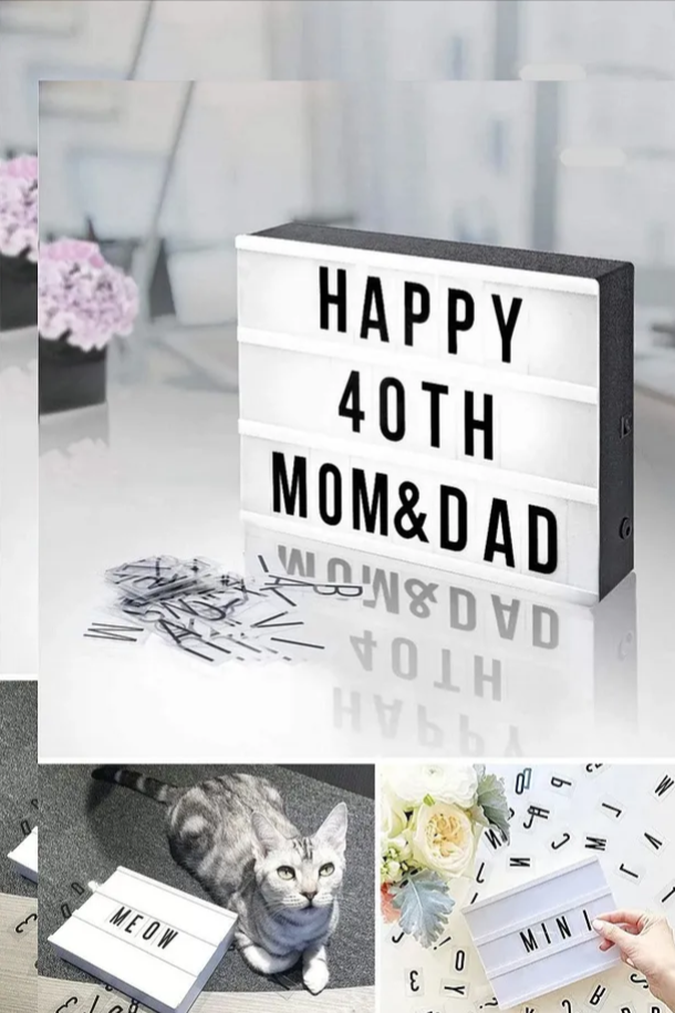 A6 LED Message Light Box 96 Karakter Dekoratif Led Işıklı Mesaj Panosu, Sinematik Mesaj Panosu, Masaüstü ve Duvara Montaj