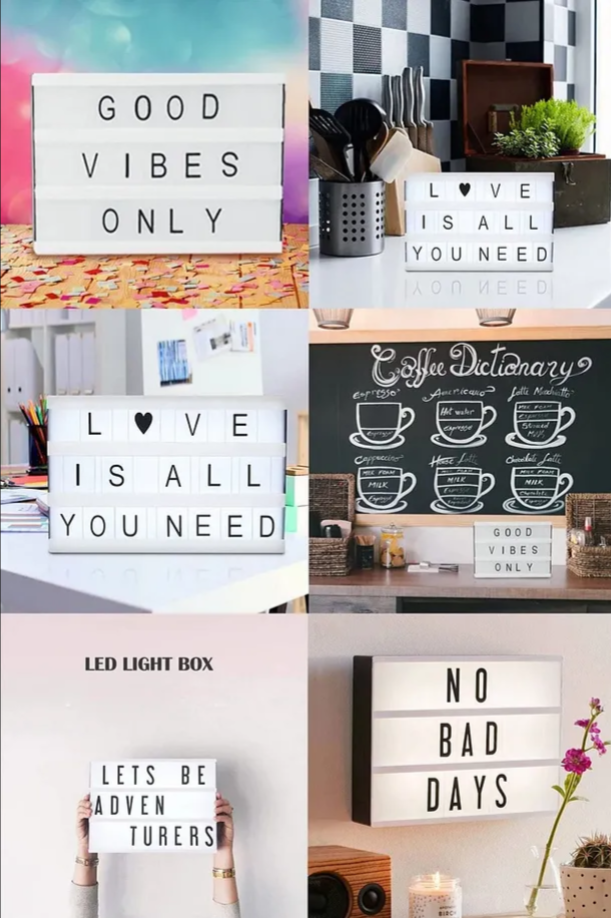 A6 LED Message Light Box 96 Karakter Dekoratif Led Işıklı Mesaj Panosu, Sinematik Mesaj Panosu, Masaüstü ve Duvara Montaj