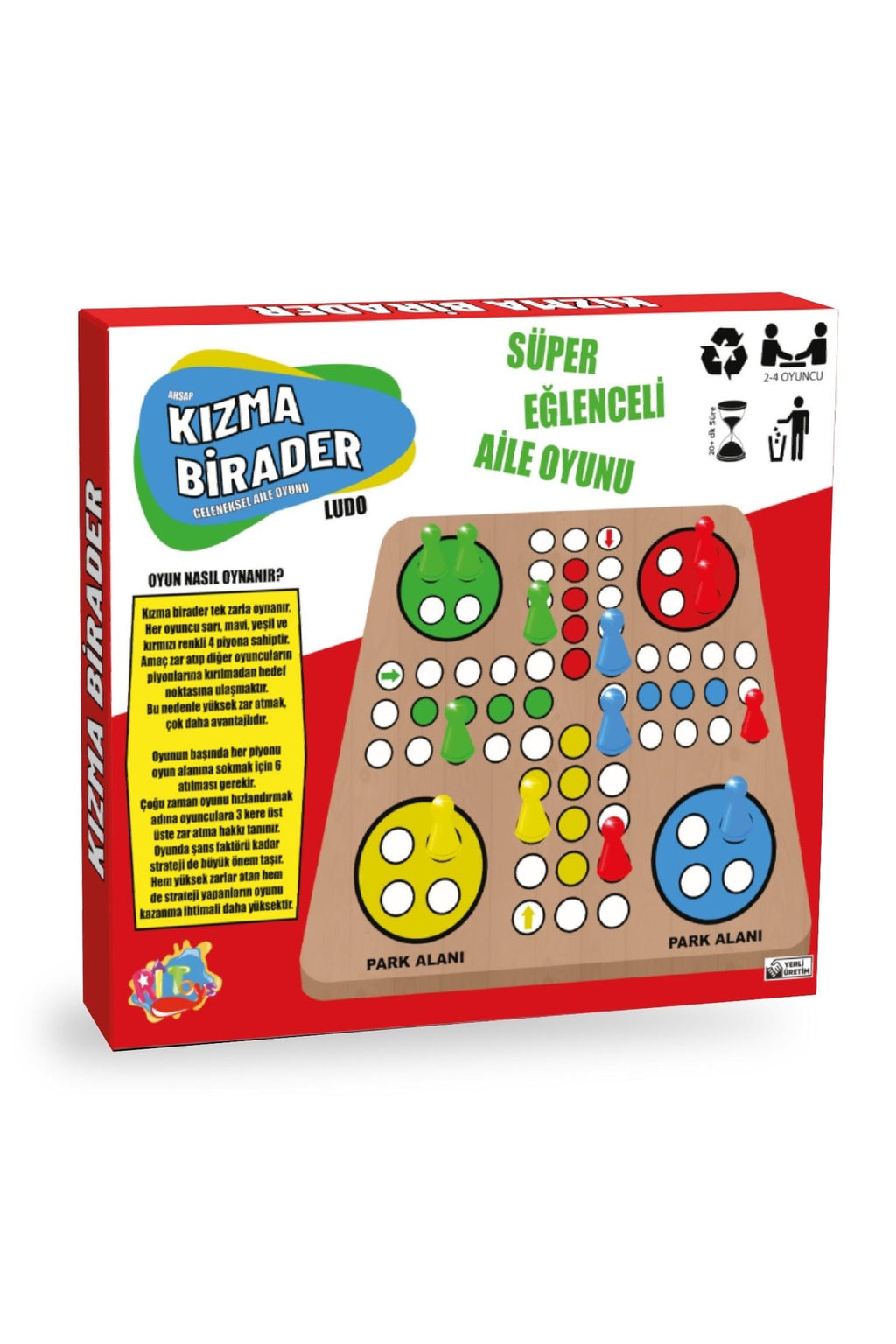 Ahşap Kızma Birader Geleneksel Aile Oyunu Zeka Akıl Strateji Kutu Oyunu Ludo