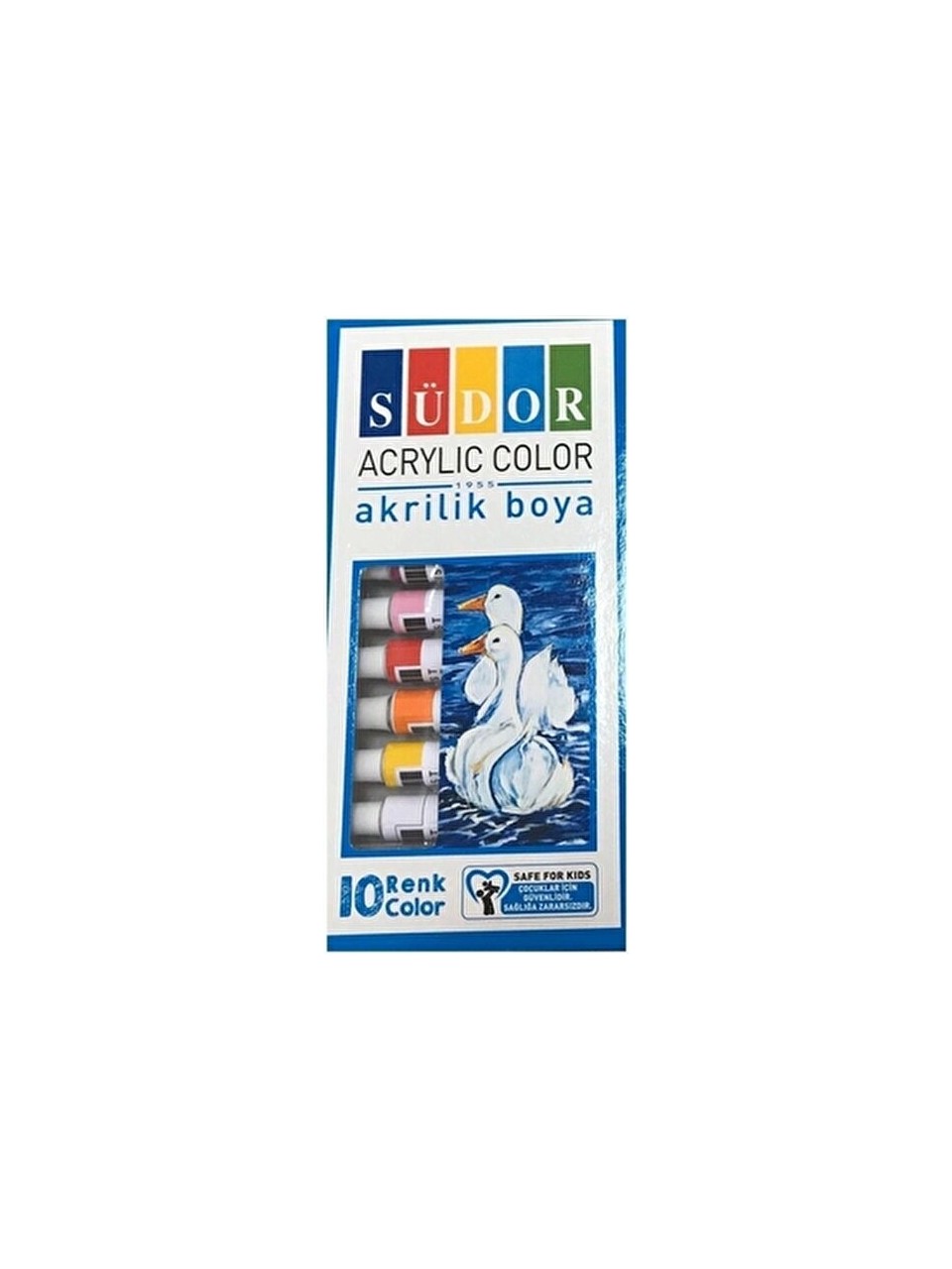 Akrilik Boya Renkli Tüp Seti 10 Adet 9 ml Solvent İçermeyen Güvenli Kullanım