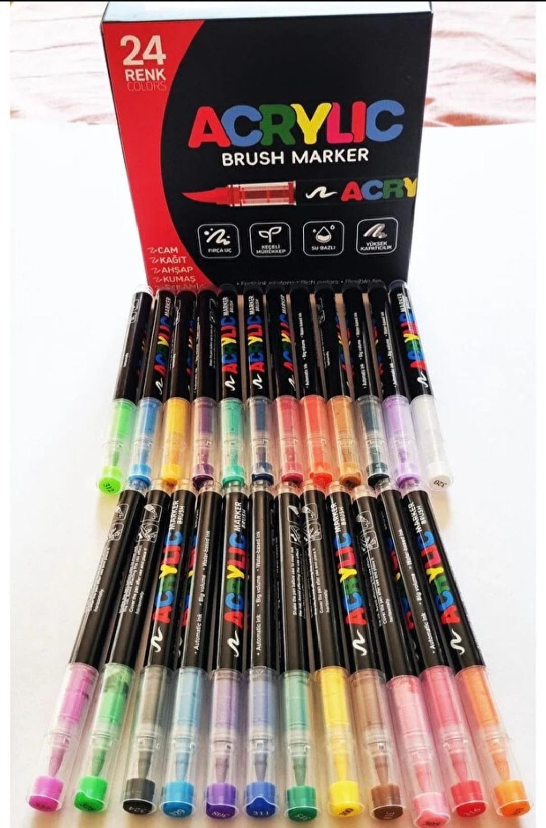 Akrilik Marker Ufen Fırça Uçlu Akrilik Kalem 24'lü