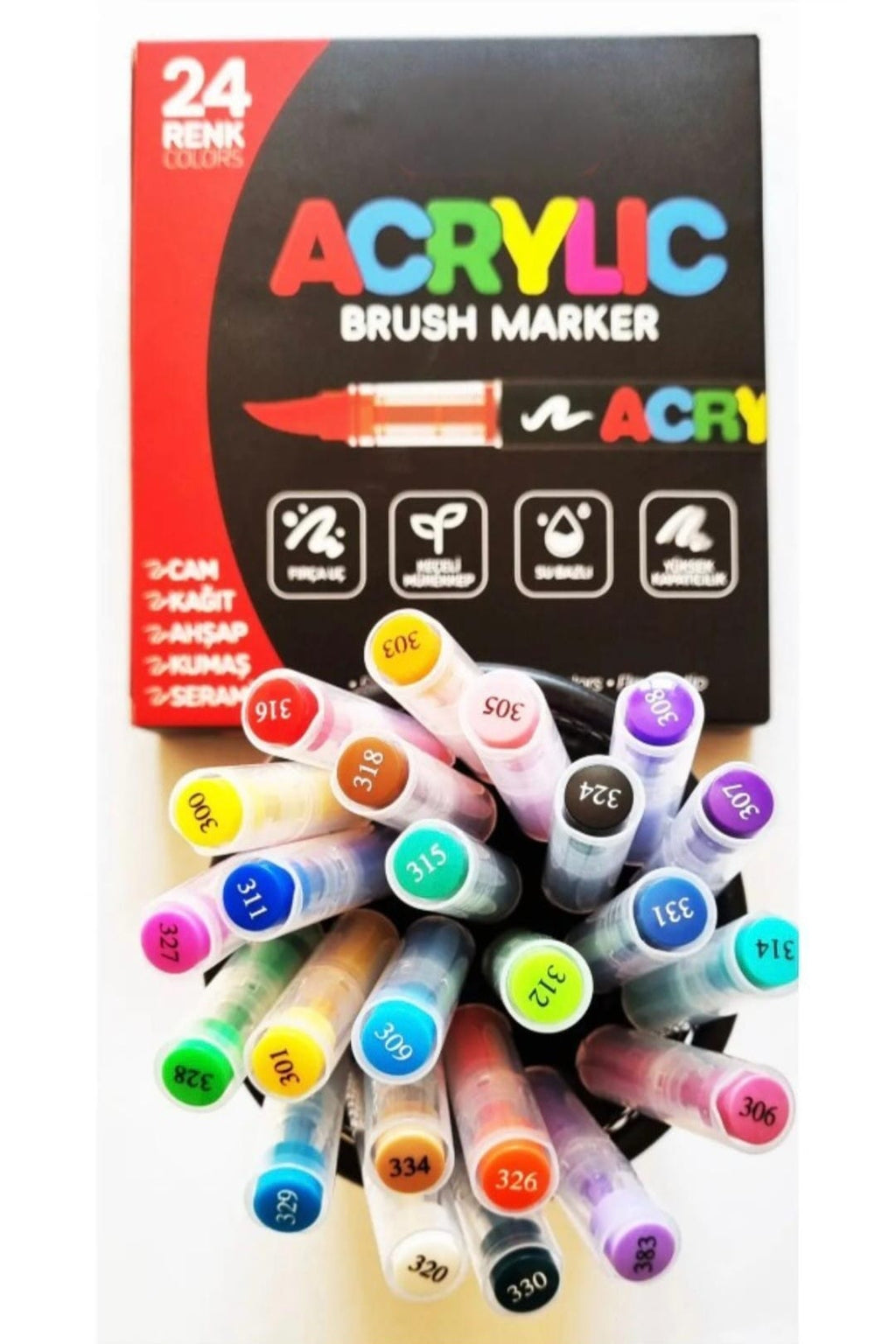 Akrilik Marker Ufen Fırça Uçlu Akrilik Kalem 24'lü