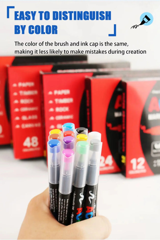 Akrilik Marker Ufen Fırça Uçlu Akrilik Kalem 24'lü