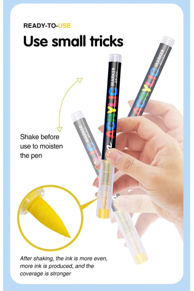 Akrilik Marker Ufen Fırça Uçlu Akrilik Kalem 60 lı