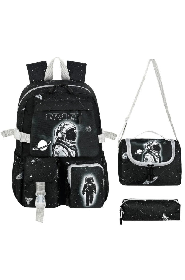 Astronot İlkokul Sırt Çantası + Beslenme Çantası + Kalem Kutusu Set