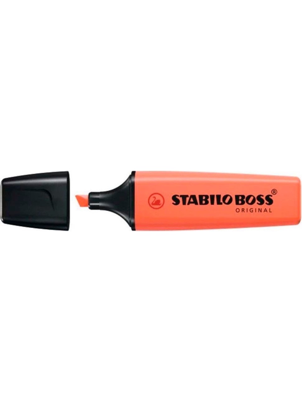 Boss Original Kırmızı Fosforlu Kalem 2-5 mm Uç Genişliği, Siyah Kapaklı Tekli Ambalaj
