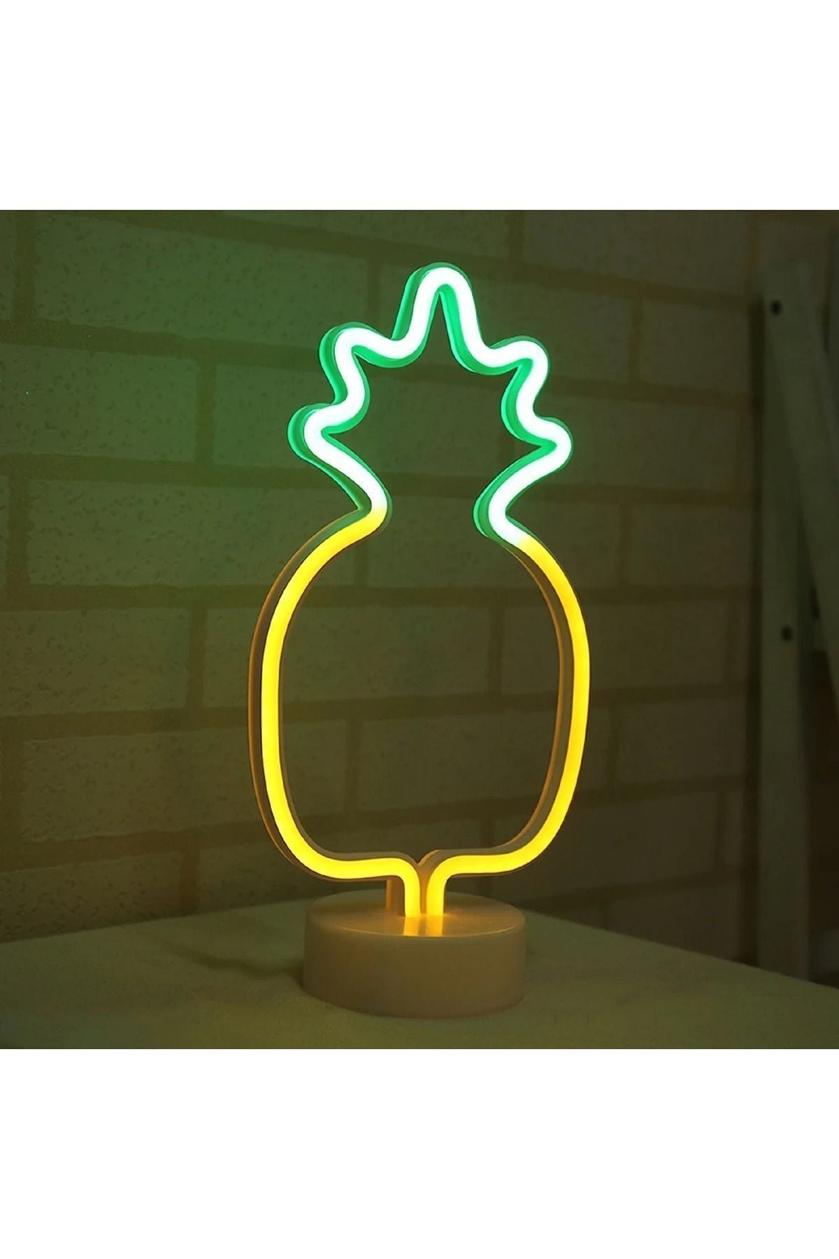 Büyük Boy Pilli Ananas Neon Çift Renkli Led Işıklı Masa Ve Gece Lambası Dekoratif Aydınlatma
