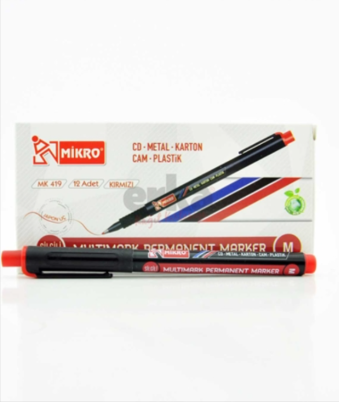 Cd-dvd Kalemi Asetat Kalemi M Kırmızı Mk-419-mk Permanent Marker 2 adet