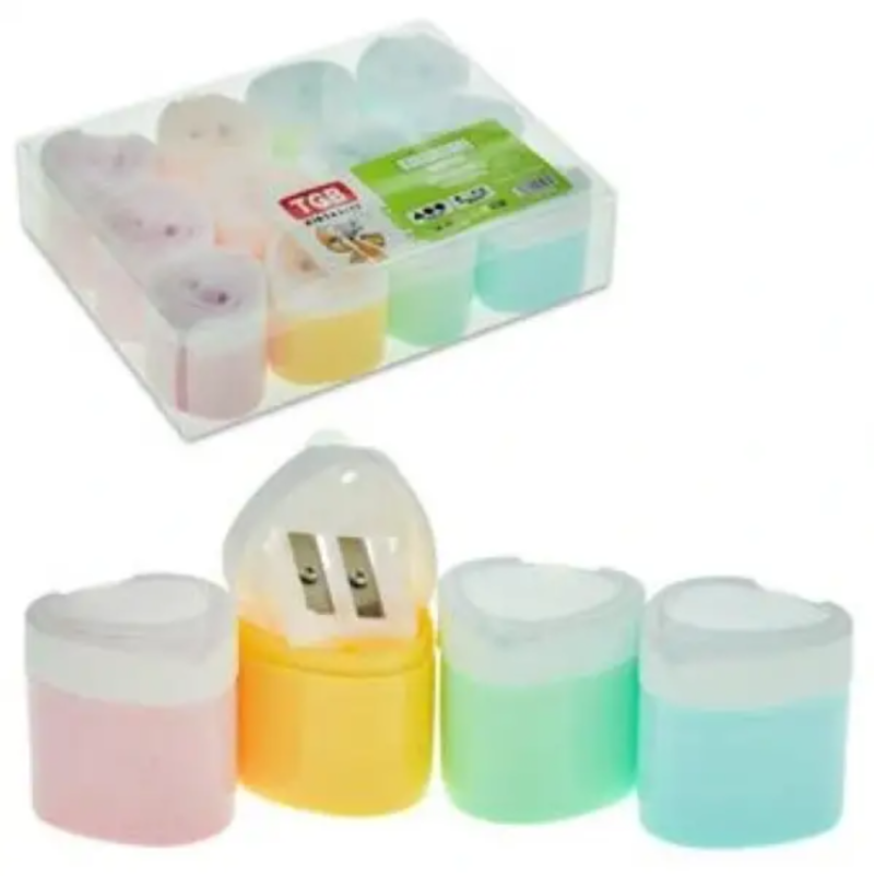 3 adet Çift Hazneli Pastel Renk Kalemtraş TGB-3203