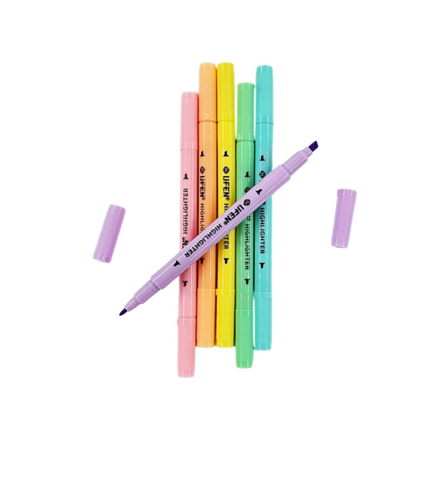 Çift Uçlu 6'lı Pastel Renkler Ufen Fosforlu - Keçeli Kalem