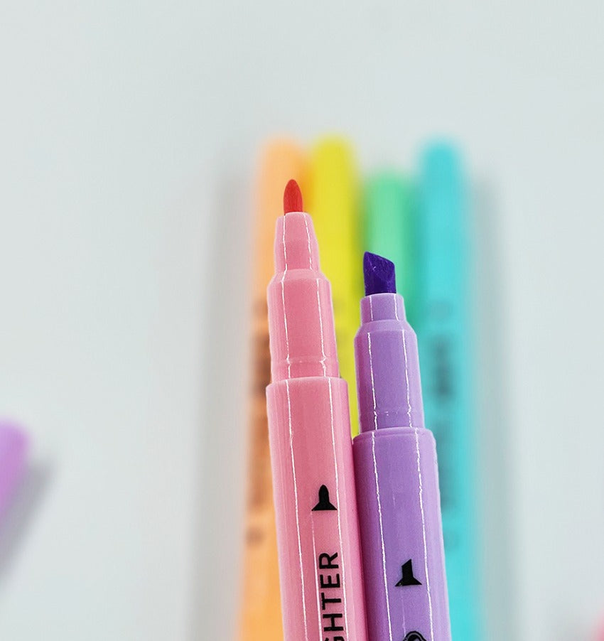 Çift Uçlu 6'lı Pastel Renkler Ufen Fosforlu - Keçeli Kalem