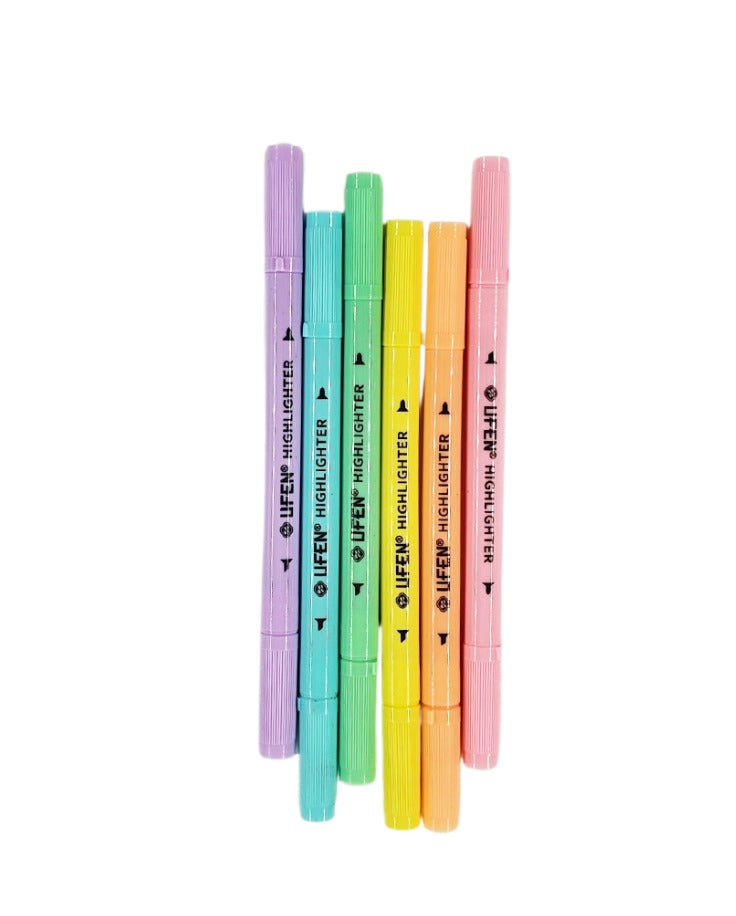 Çift Uçlu 6'lı Pastel Renkler Ufen Fosforlu - Keçeli Kalem