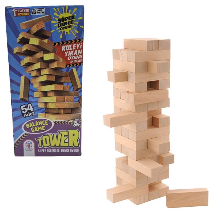 Ahşap Kule Denge Oyunu Jenga %100 Ahşap