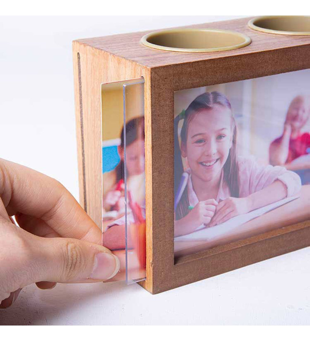 Kalemlikli Çift Taraflı Ahşap Fotoğraf Çerçevesi 15X10