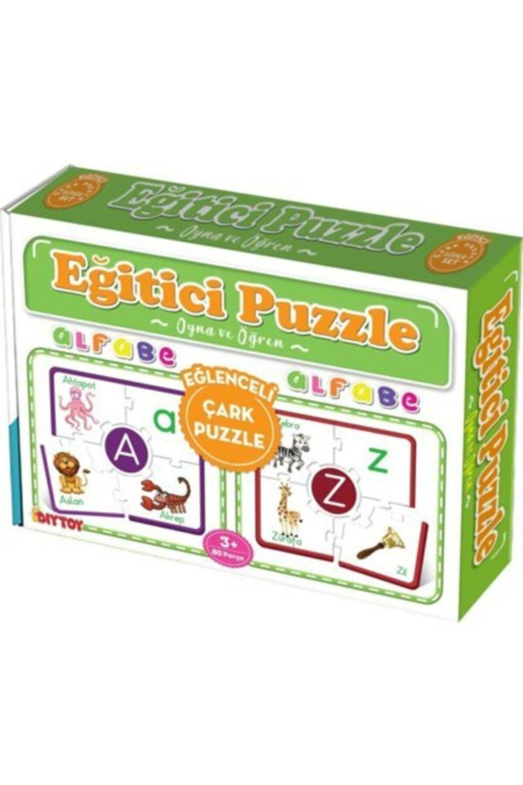 DIYTOY Eğitici Çark Puzzle Alfabe Eğlenceli Oyna Ve Öğren 60 Parça