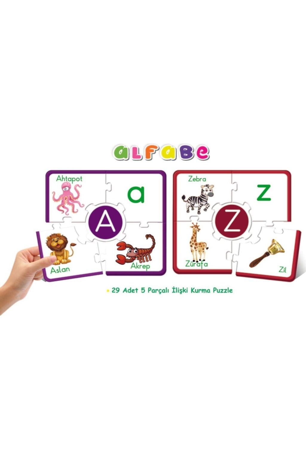 DIYTOY Eğitici Çark Puzzle Alfabe Eğlenceli Oyna Ve Öğren 60 Parça