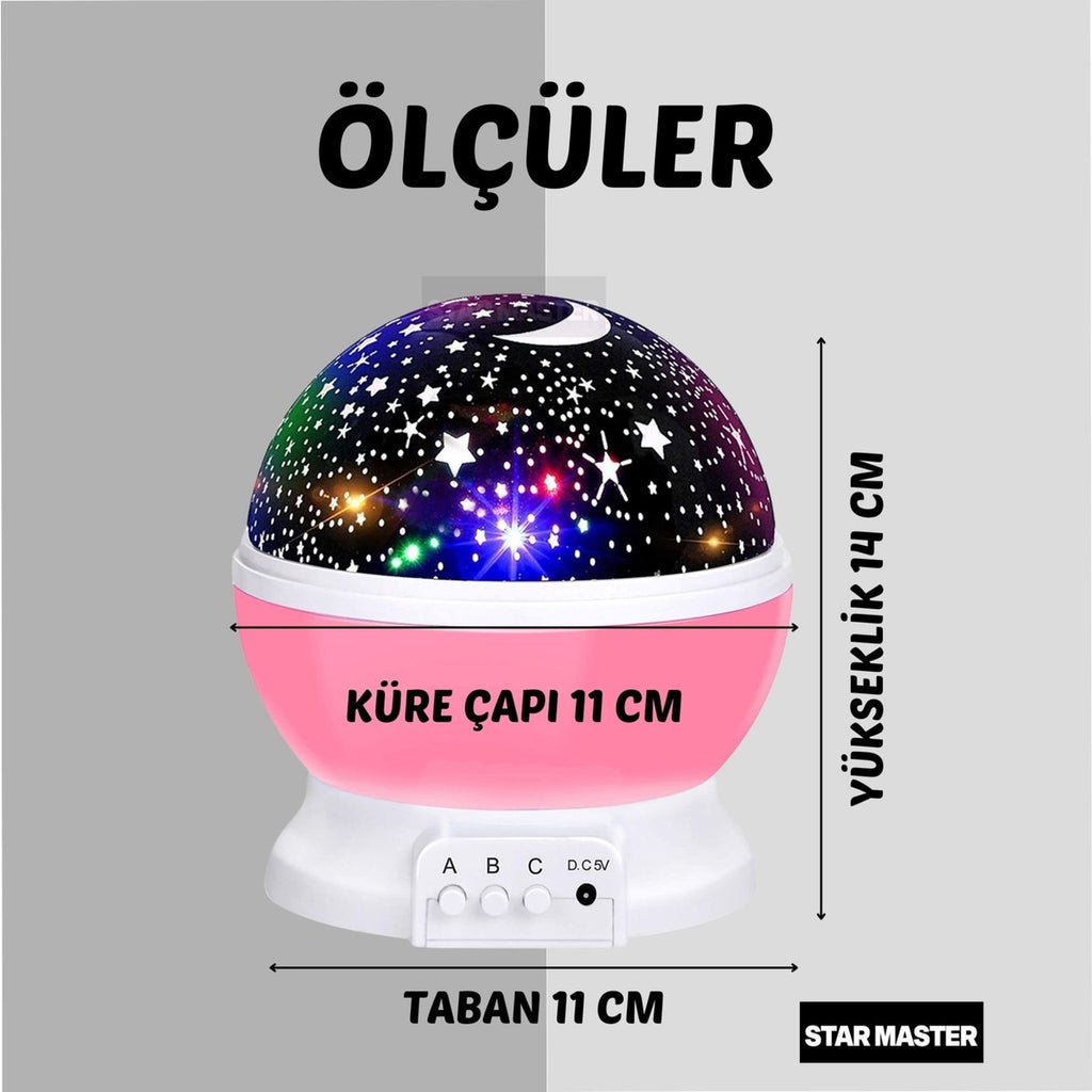 Dönen Projeksiyon Işıklı LED Yıldızlar Gece Lambası