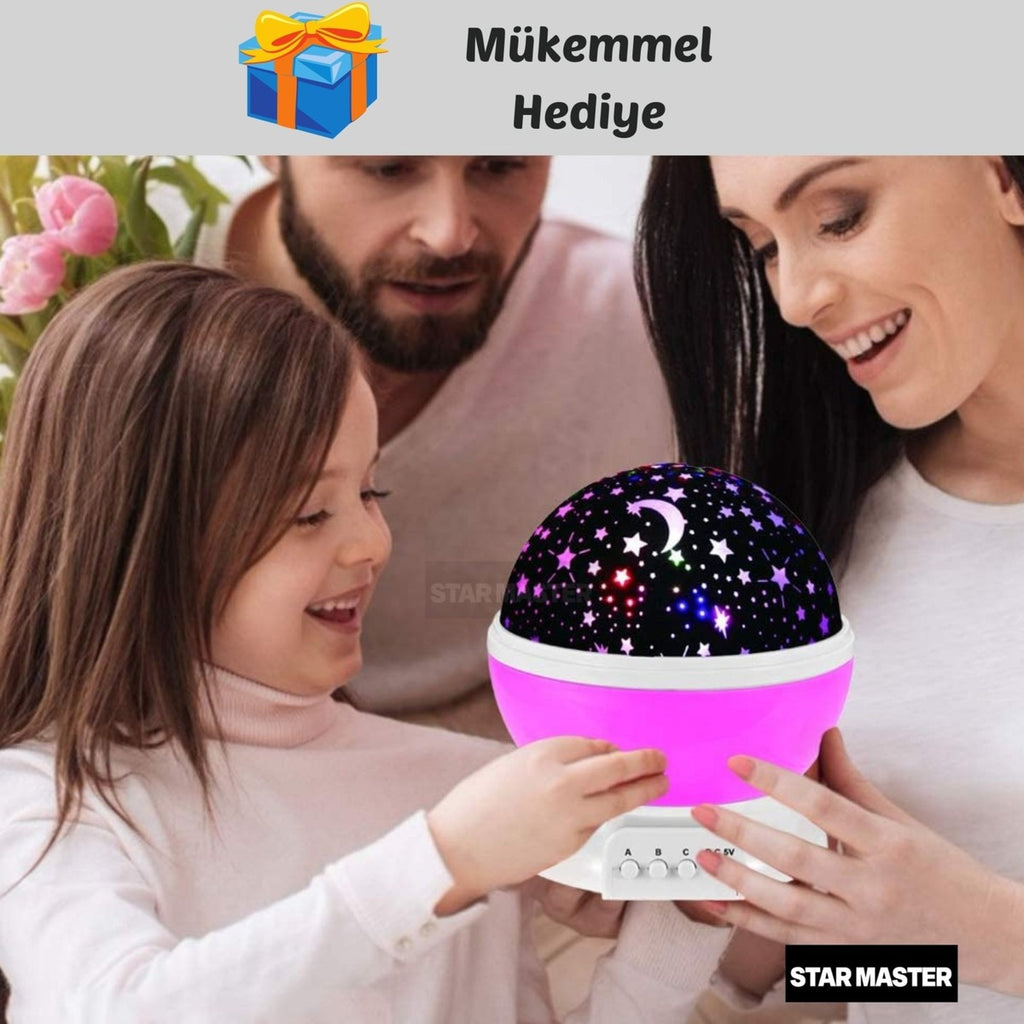 Dönen Projeksiyon Işıklı LED Yıldızlar Gece Lambası