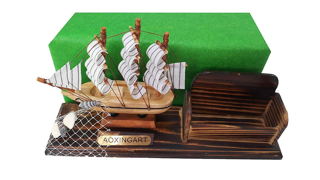 El Yapımı Ahşap Yelkenli Kartvizitlik / Kartlık 25CM Ofis Hediyesi