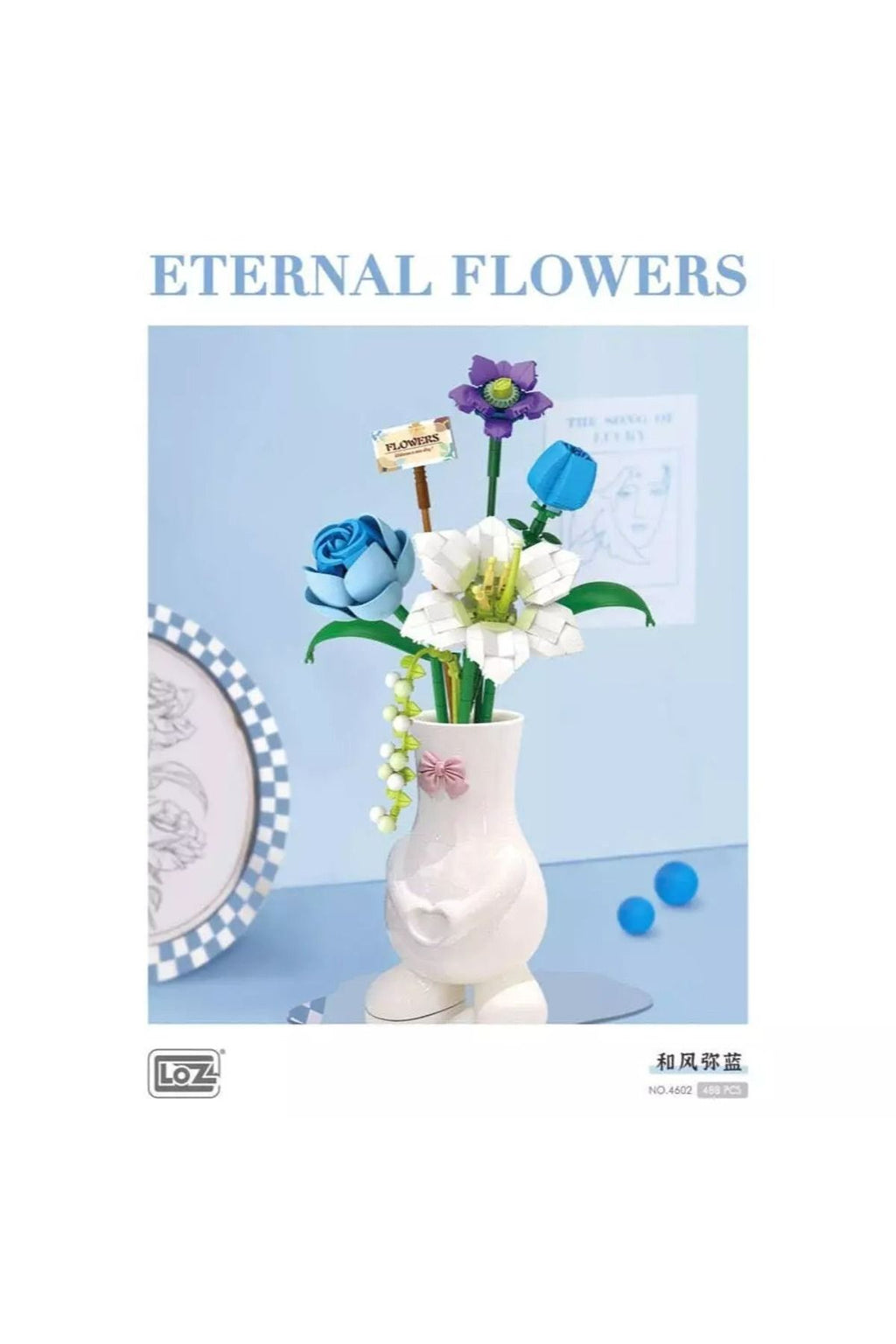 Eternal Flowers Çiçek Yapım Seti – Mavi Gül, Mor Çiçek, Papatya ve Müge (488 Parça)