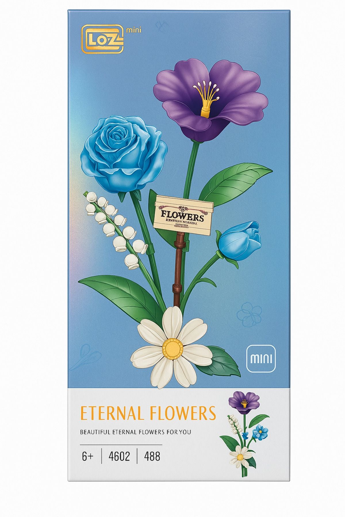 Eternal Flowers Çiçek Yapım Seti – Mavi Gül, Mor Çiçek, Papatya ve Müge (488 Parça)