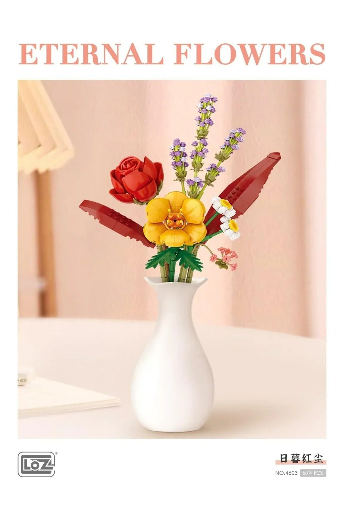 Eternal Flowers Parçalı Yapım Seti – Gül, Hibiskus, Lavanta ve Papatya (574 Parça)