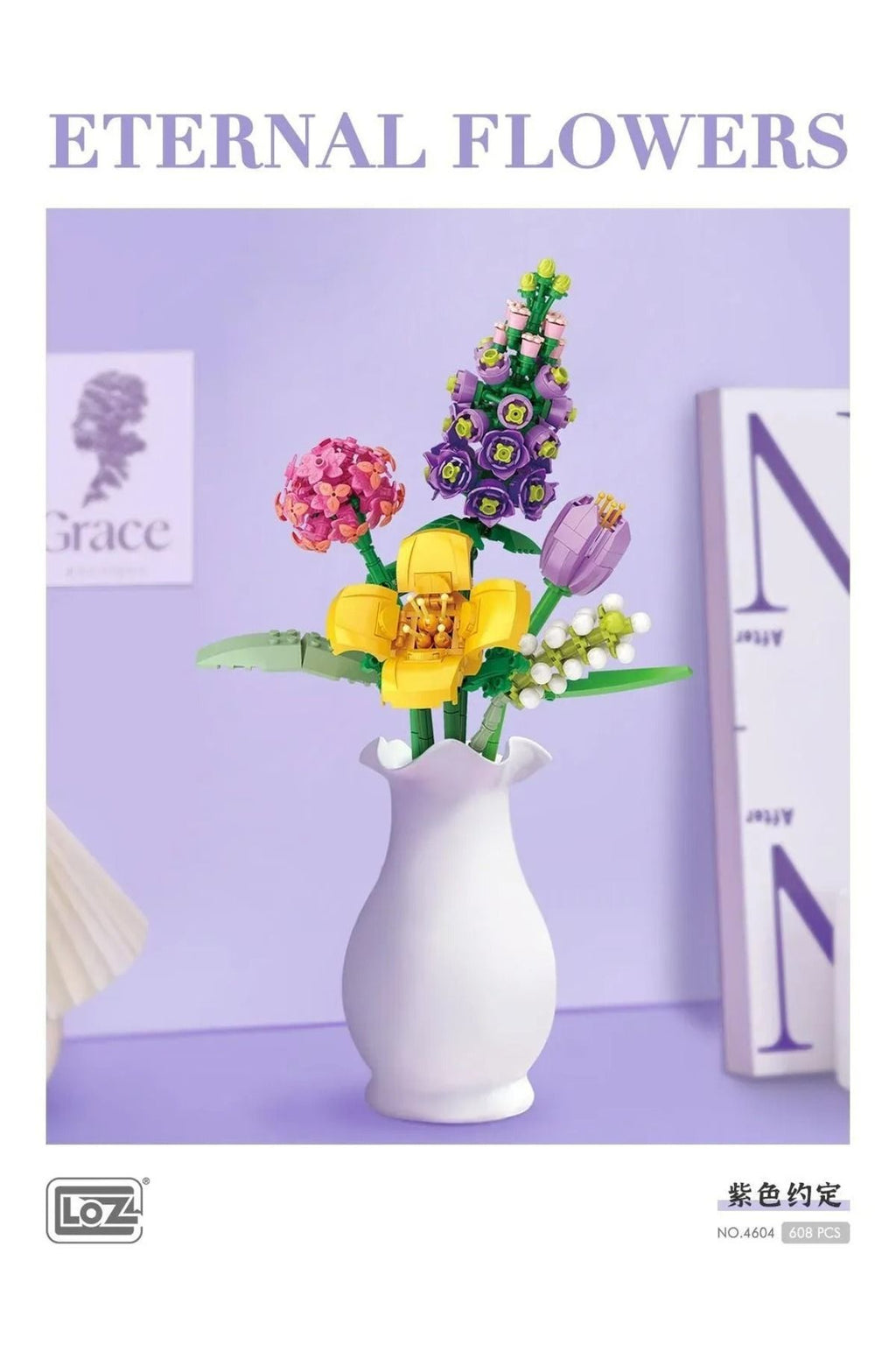 Eternal Flowers Yapım Seti – Lale, Leylak ve Zinya Buketi  Parçalı Yapım Seti(608 Parça) LZ4604
