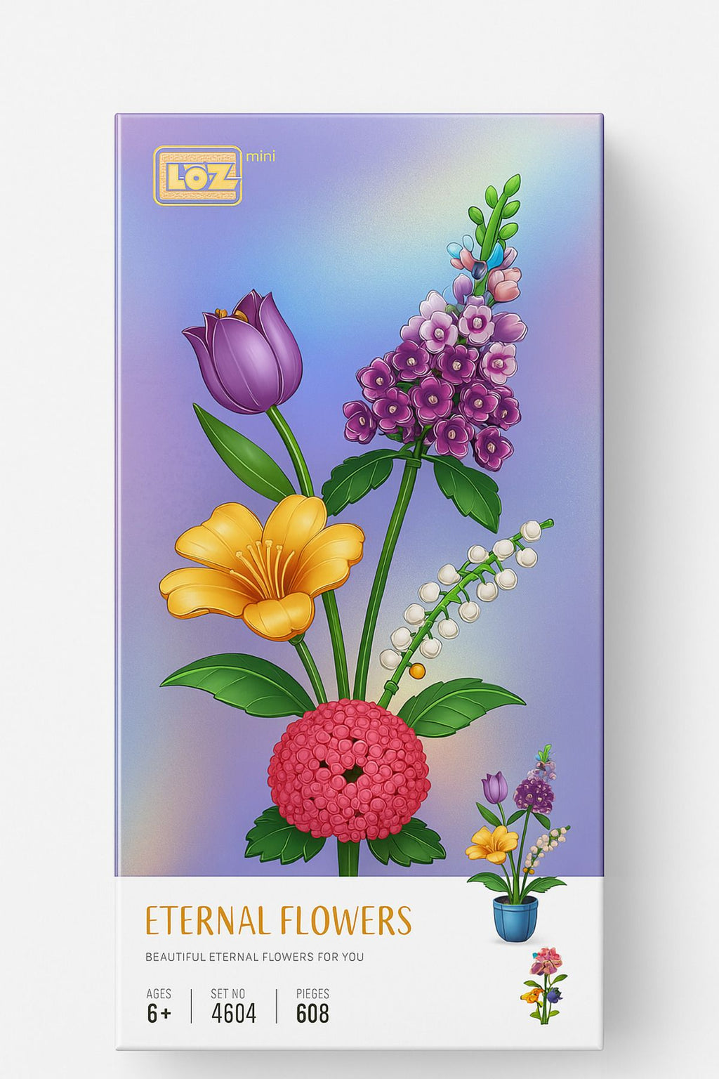 Eternal Flowers Yapım Seti – Lale, Leylak ve Zinya Buketi  Parçalı Yapım Seti(608 Parça) LZ4604